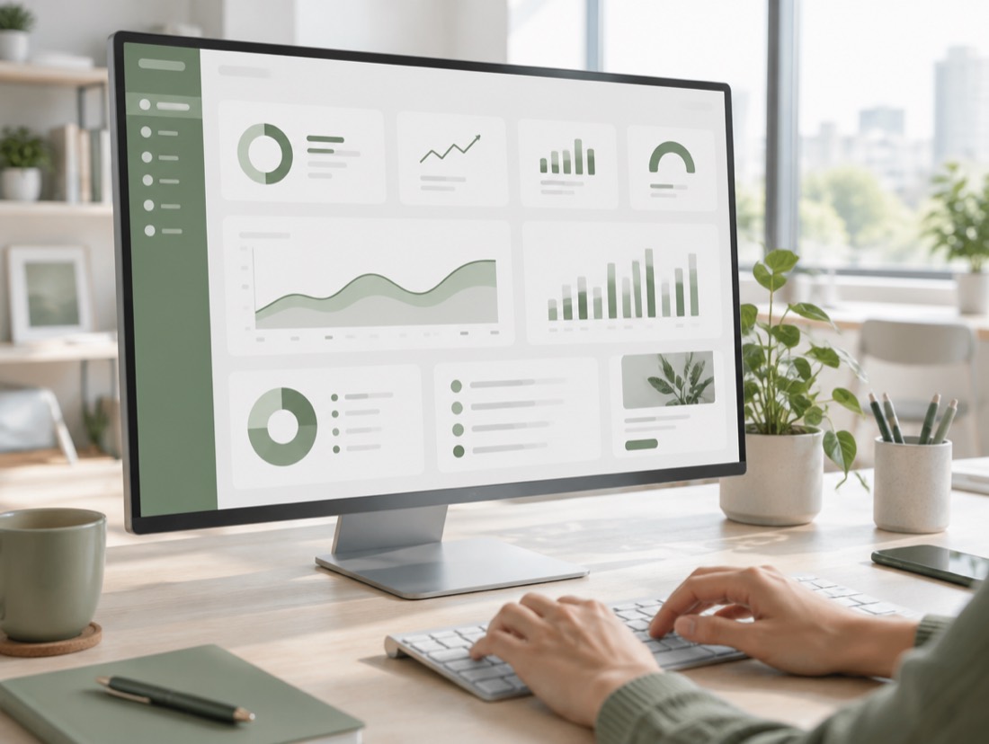 A custom business dashboard on a monitor