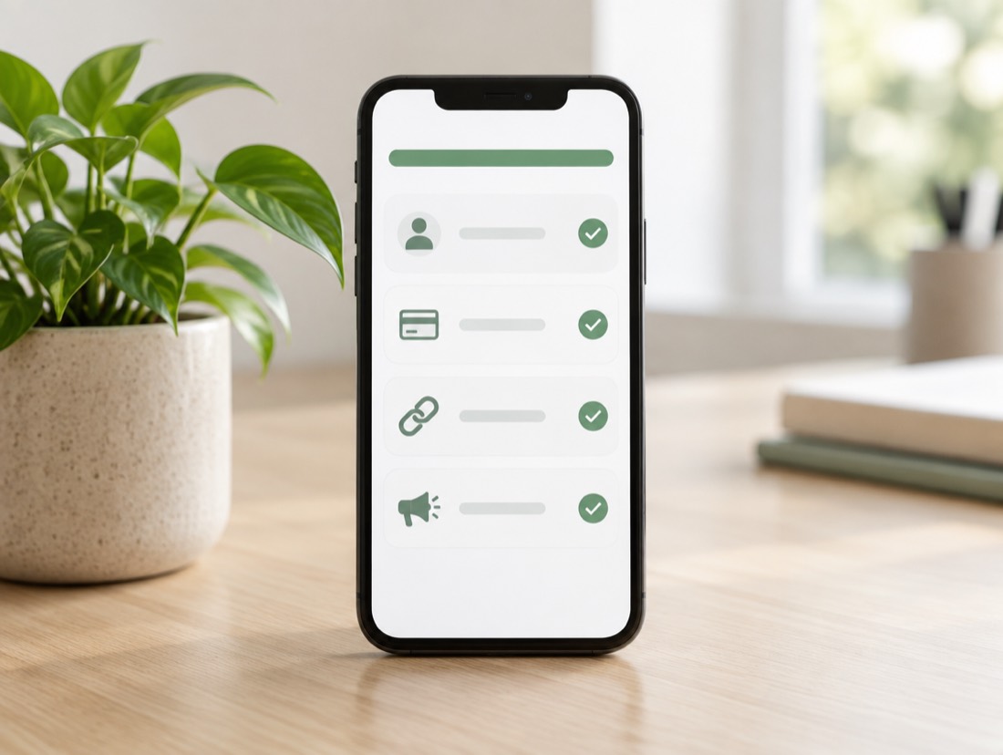A phone showing a finished onboarding checklist