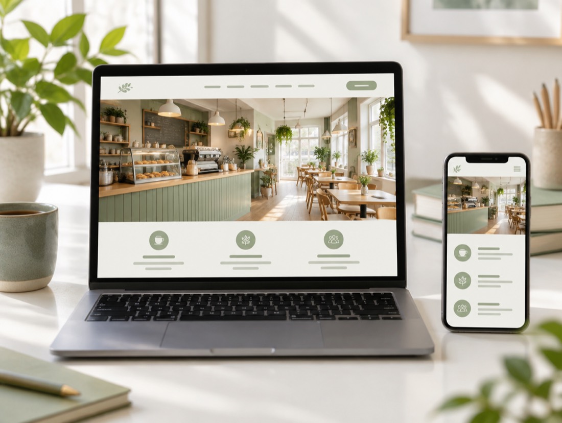 A website on a laptop and a phone
