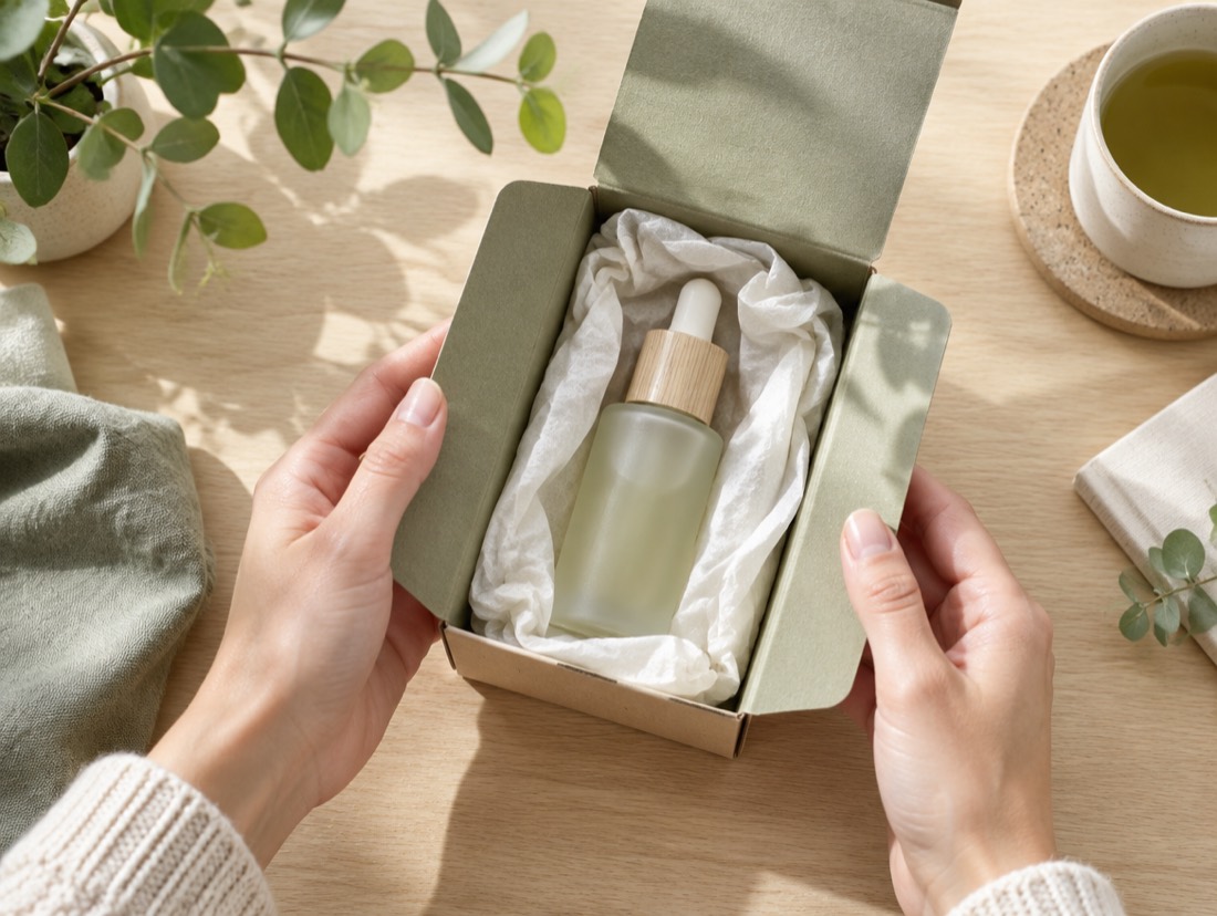 Hands unboxing a product sent for a brief